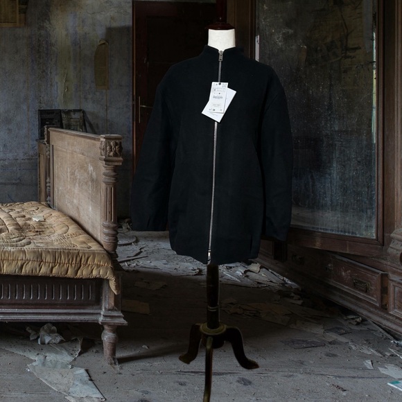 ZARA • Black Manteca Wool Bomber Jacket Coat Made In Italy - Picture 6 of 11